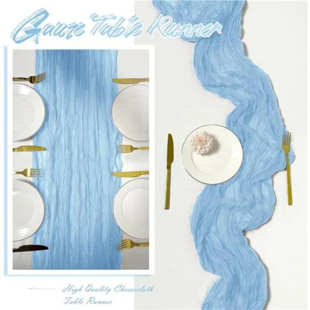 15 pack baby blue cheesecloth table runner 9ft gauze fabric wedding party decor